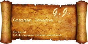Goszman Johanna névjegykártya
